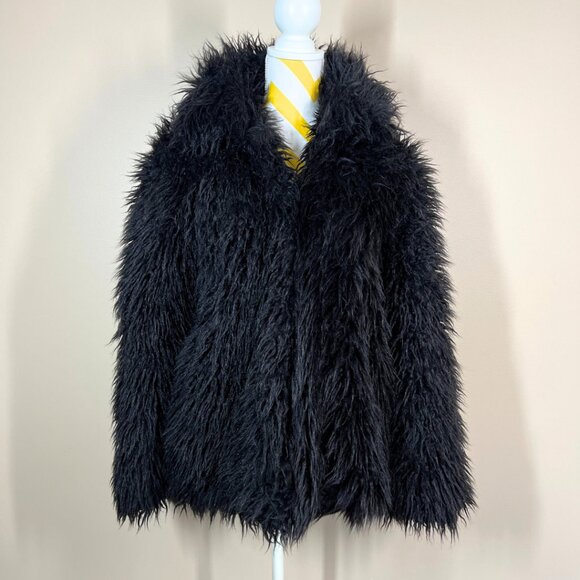 blanc noir Jackets & Blazers - Blanc Noir Vintage Faux Fur Coat • Black • Size S